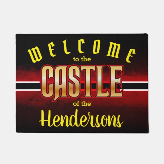 のCASTLEへようこそ（ファミリ名-編集可能） ドアマット (正面)