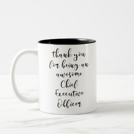 ~のCEOになってくれて素晴らしありがとう ツートーンマグカップ (左)