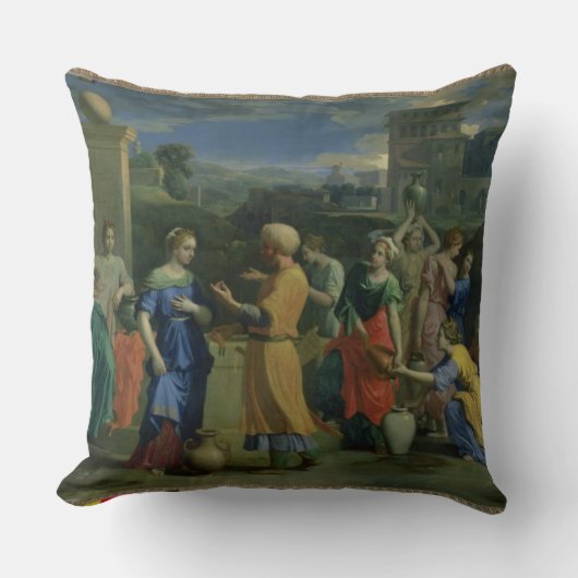 のEliezerそしてレベッカよく、1648年(canvの油 クッション (正面)
