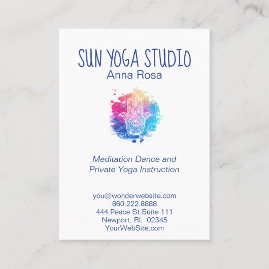 *~*のHamsa手のヨガの神聖な目の水彩画 名刺 (裏面)