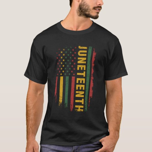 のJのためのアメリカ国旗のパン祝アフリカ色 Tシャツ (正面)