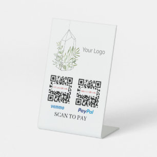 のPlant QRつるコードスキャンによるロゴの支払い 台座サイン