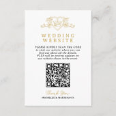 のQRコー結婚ドウェブサイト愛ハートクラウンモノグラム エンクロージャーカード (裏面)