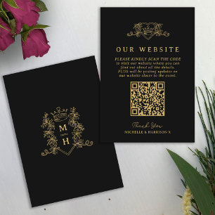 のQRコー結婚ドウェブサイト愛ハートクラウンモノグラム エンクロージャーカード