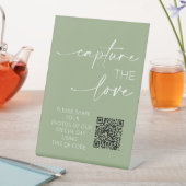 のQRコー結婚ドフォトアプリSage Greenのアップロード 台座サイン (インサイチュ)