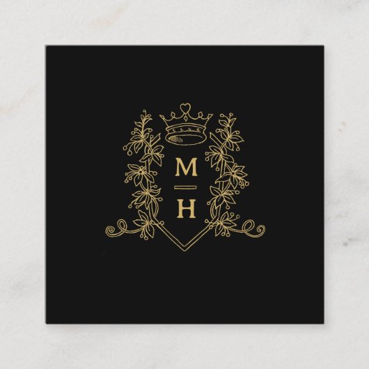 のQR写真結婚共有愛ハートクラウンモノグラム エンクロージャーカード (正面)