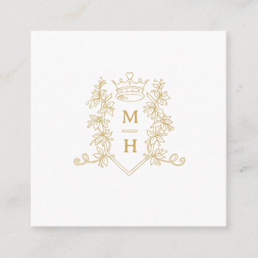 のQR写真結婚共有愛ハートクラウンモノグラム エンクロージャーカード (正面)