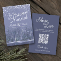 のQR結婚共有は冬の結婚式の雪の青を愛する
