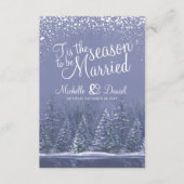 のQR結婚共有は冬の結婚式の雪の青を愛する エンクロージャーカード (正面)