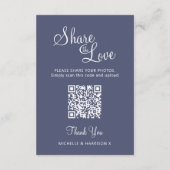 のQR結婚共有は冬の結婚式の雪の青を愛する エンクロージャーカード (裏面)