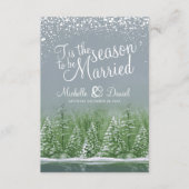 のQR結婚共有愛の冬の結婚式の灰色の緑 エンクロージャーカード (正面)