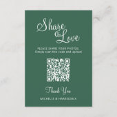 のQR結婚共有愛の冬の結婚式の灰色の緑 エンクロージャーカード (裏面)