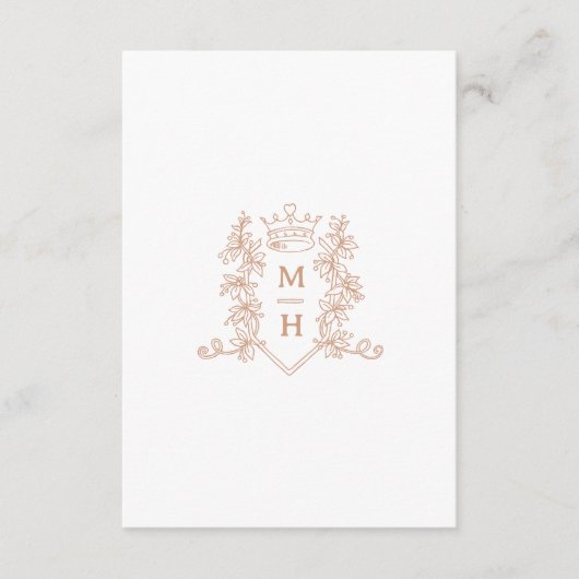 のQR結婚共有愛ハートクラウンモノグラムホワイト エンクロージャーカード (正面)