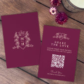 のQR結婚共有愛ハートクラウンモノグラムレッド エンクロージャーカード