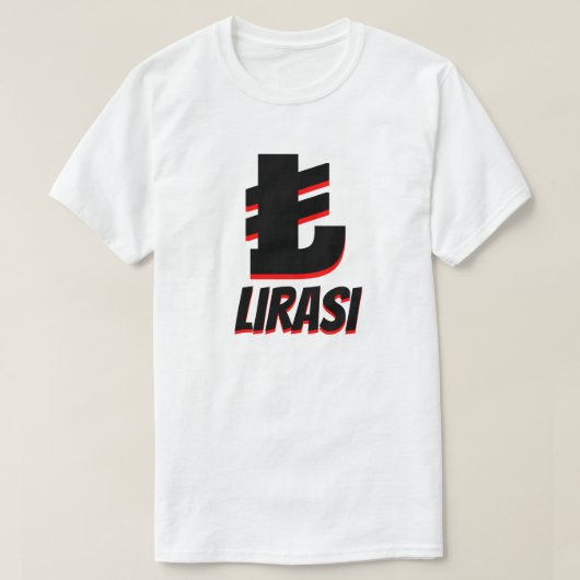 ₺のTürkのlirasıのトルコリラの白 Tシャツ (デザイン正面)