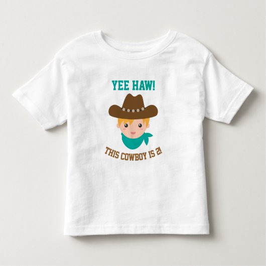 はい、かわいい小さなカウボーイは2だ トドラーTシャツ (正面)