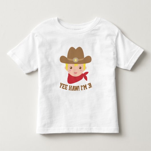 はい、かわいい小さなカウボーイは3 トドラーTシャツ (正面)
