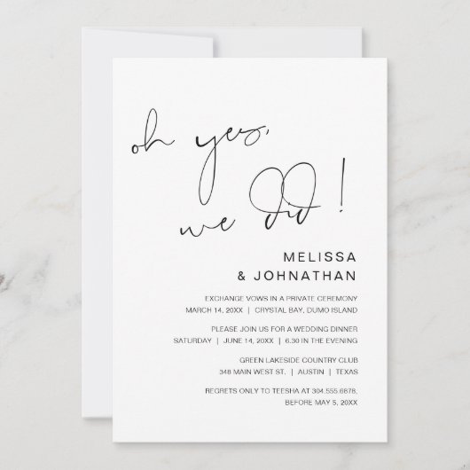 はい、しました。結婚式の秘密挙動パーティー招待状 招待状 (正面)