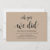 はい、しました。結婚式の駆け落ち招待状カード 招待状 (正面)