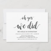 はい、しました。結婚式の駆け落ち招待状カード 招待状 (正面)