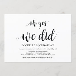 はい、そうしました、結婚式の駆け落ち招待状です 招待状