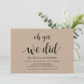 はい、そうしました。結婚式の駆け落ち招待状カード 招待状 (スタンド正面)