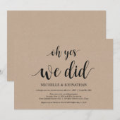 はい、そうしました。結婚式の駆け落ち招待状カード 招待状 (正面/裏面)