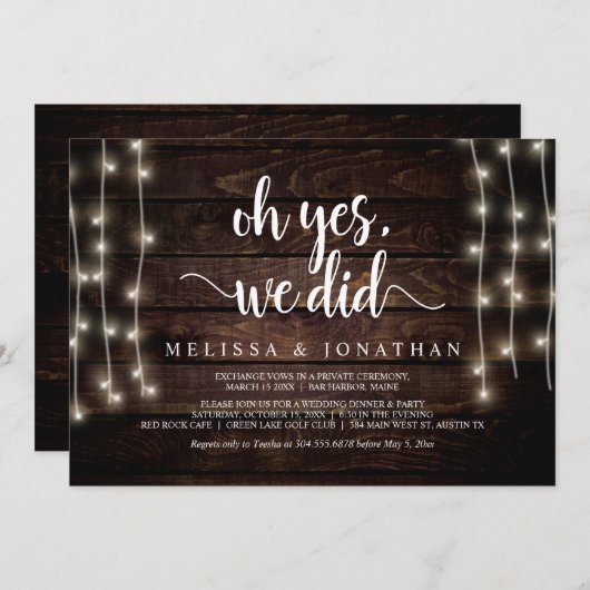 はい、そうしました、農村のウェディングエロープメント招待状 招待状 (正面/裏面)