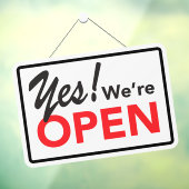 はい、営業中 ビジネス ショップ カフェ ウィンドウサイン (シート3)