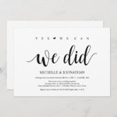 はい、私たちならできる、私たちだってした　結婚式の駆け落ち招待状 招待状 (正面/裏面)