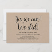 はい、私たちならできる！私たちだってできた！結婚式の秘密結婚招待状 招待状 (正面)