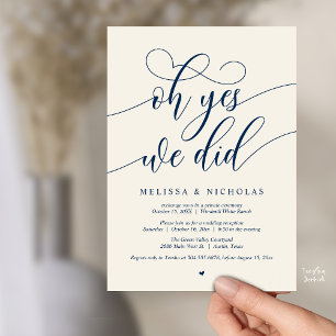 「はい、私たち結婚しました!」モダンスクリプトでのおしゃれな挙式発表 招待状