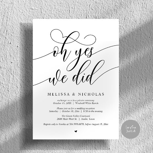 「はい、私たち結婚しました！」 現代風挙式おめでとうの発表 招待状