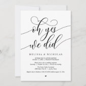 「はい、私たち結婚しました！」 現代風挙式おめでとうの発表 招待状 (正面)