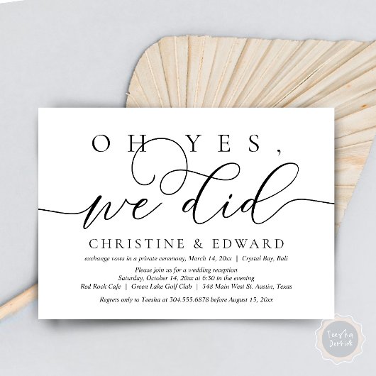 はい、私たち結婚しました。結婚式の招待状(おふたりだけの結婚式) 招待状