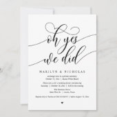 「はい、私たち、しました」ウェディングエロープメントのディナーパーティー 招待状 (正面)