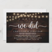 はい、私たち、しました！　素朴なウェディングディナー・エルオープメント 招待状 (正面)