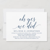 はい、私たち、しました。結婚式の駆け落ちパーティーの招待状 招待状 (正面)