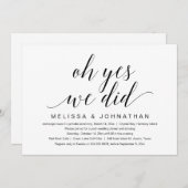 はい、私たち、しました。結婚式の駆け落ちパーティー 招待状 (正面/裏面)