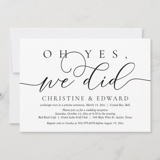 はい、私たち、しました。結婚式の駆け落ち招待状 招待状