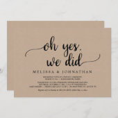 はい、私たち、しました! 農村のウェディング アロープメントパーティーご招待 招待状 (正面/裏面)