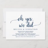 はい、私たち、しました！　農村風ウェディングエロープメントパーティー招待状 招待状 (正面)