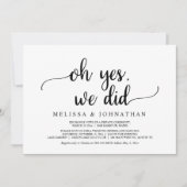 はい、私たち、しました！　農村風ウェディングエロープメントパーティー 招待状 (正面)