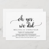 はい、私たち、しました! 農村風ウエディングエロープメントパーティー 招待状 (正面/裏面)