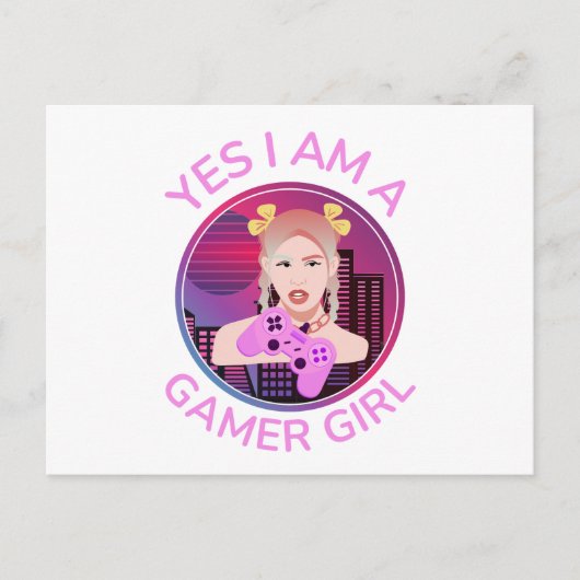 はい、私はゲーマーガールです インビテーションポストカード (正面)
