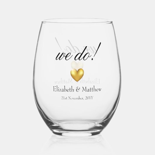 はい！ 結婚式の記念品 ステムなしワイングラス (正面)
