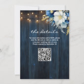 はい！青い木白い青い花QRコードウェディング 招待状 (裏面)