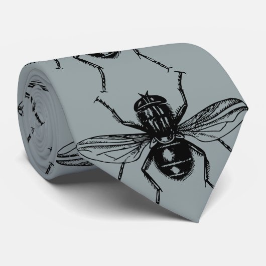 はえのイラストレーションの昆虫学の海底灰色 ネクタイ (ロール)