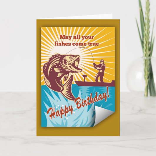 はえの漁師のボートの伝染性のオオクチバスカード カード (正面)