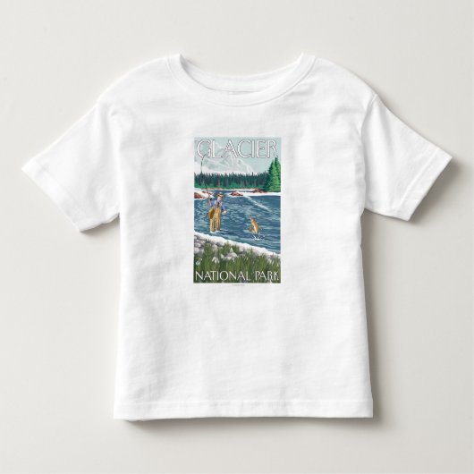はえの漁師-グレーシャー国立公園、MT トドラーTシャツ (正面)
